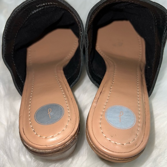 Journee Leather Huntly Black Bootie slides W/ Blocked Heels Sz 9 - Picture 8 of 12